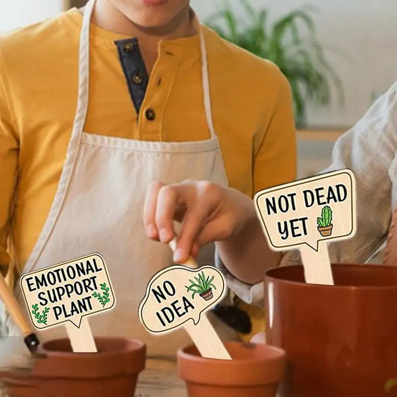 Plant Markers Garden Labels Outdoor Waterproof 15X Waterproof Wooden Stakes With Funny Saying For Labeling Outdoor Indoor