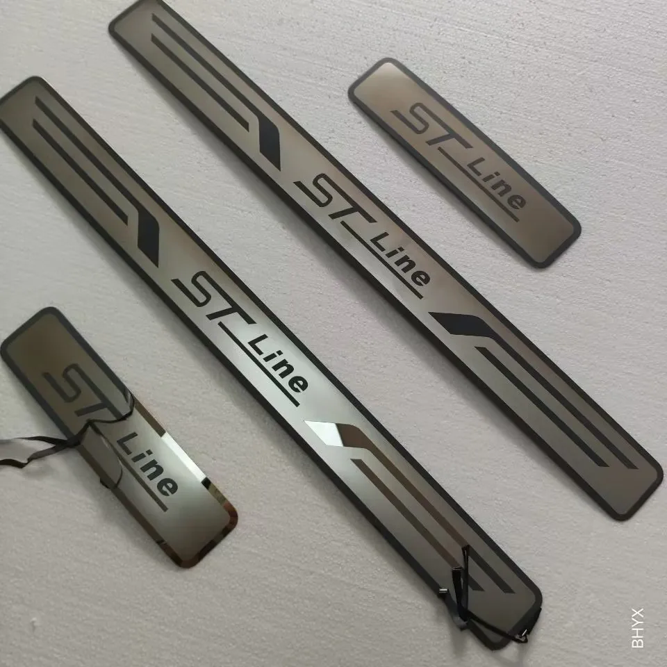 Car Stainless Steel Door Sill Scuff Plate For Ford ST LINE 2012-2023 Sticker Guard Stainless Steel Kick Pedal Sticker