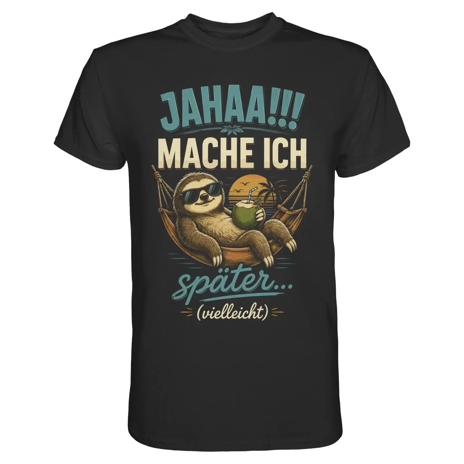Faultier T Shirt Herren Damen Lustige Sprüche Faul Sarkasmus Geschenk Retro Fun Image 1 of 2 vintage Washed Breathable