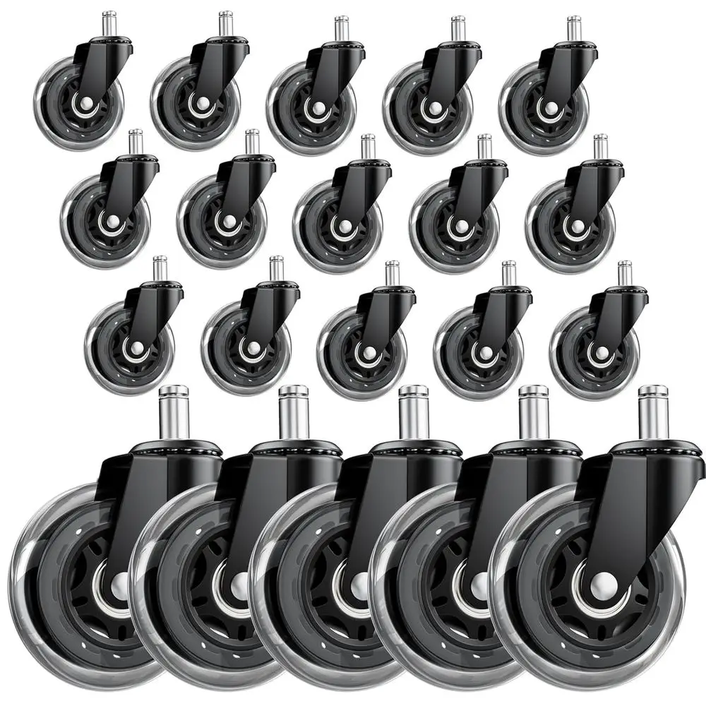 

20 Pack 3 Inch Heavy Duty Replacement Chair Wheels, Smooth Rolling & Quiet Floor Protector for Hardwood & Carpet, Universal Fit