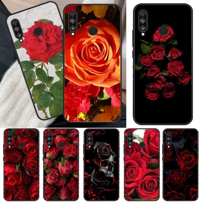 Bright Red Rose Flowers For Honor 50 8X 9X 10i Case For Huawei P50 Pro P20 P40 P30 Lite P Smart 2021 Nova 5T Cover