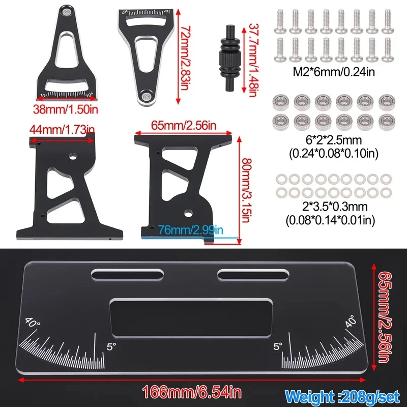 CNC Aluminum RC Chassis Setup System Measuring Tool Set for 1/24 LOSI Micro-B 1/28 Remote Control On-Road Drift Racing view 3