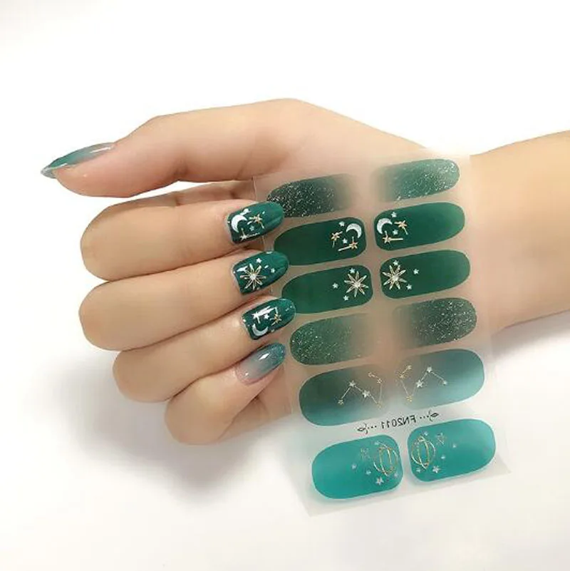 5D 드릴 네일 매니큐어 스티커 데칼 방수 전체 커버 완료 가짜 네일 랩 팁 DIY 네일 스트립 새해 드롭 배송
