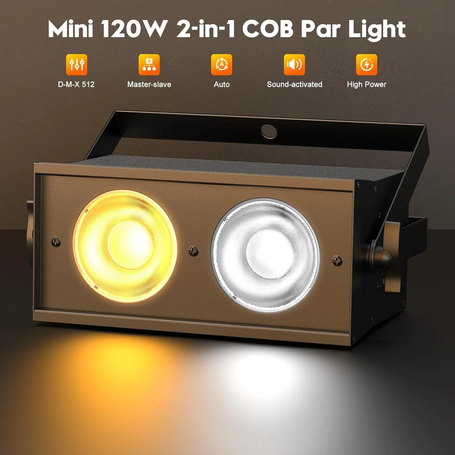 Stage Light, 120W Cob Spotlight Led Par Can Light, 2-in-1 Cool White and Warm White Dmx512 Sound-Controlled Audience Light Suitable for Events, Parties, Weddings, Theaters, Concerts, Dance, 1 Piece