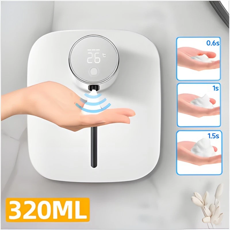 

Настенный автоматический дозатор мыла с инфракрасным датчиком, светодиодный цифровой дисплей, бесконтактная пена, перезаряжаемая через USB, легкая гигиена