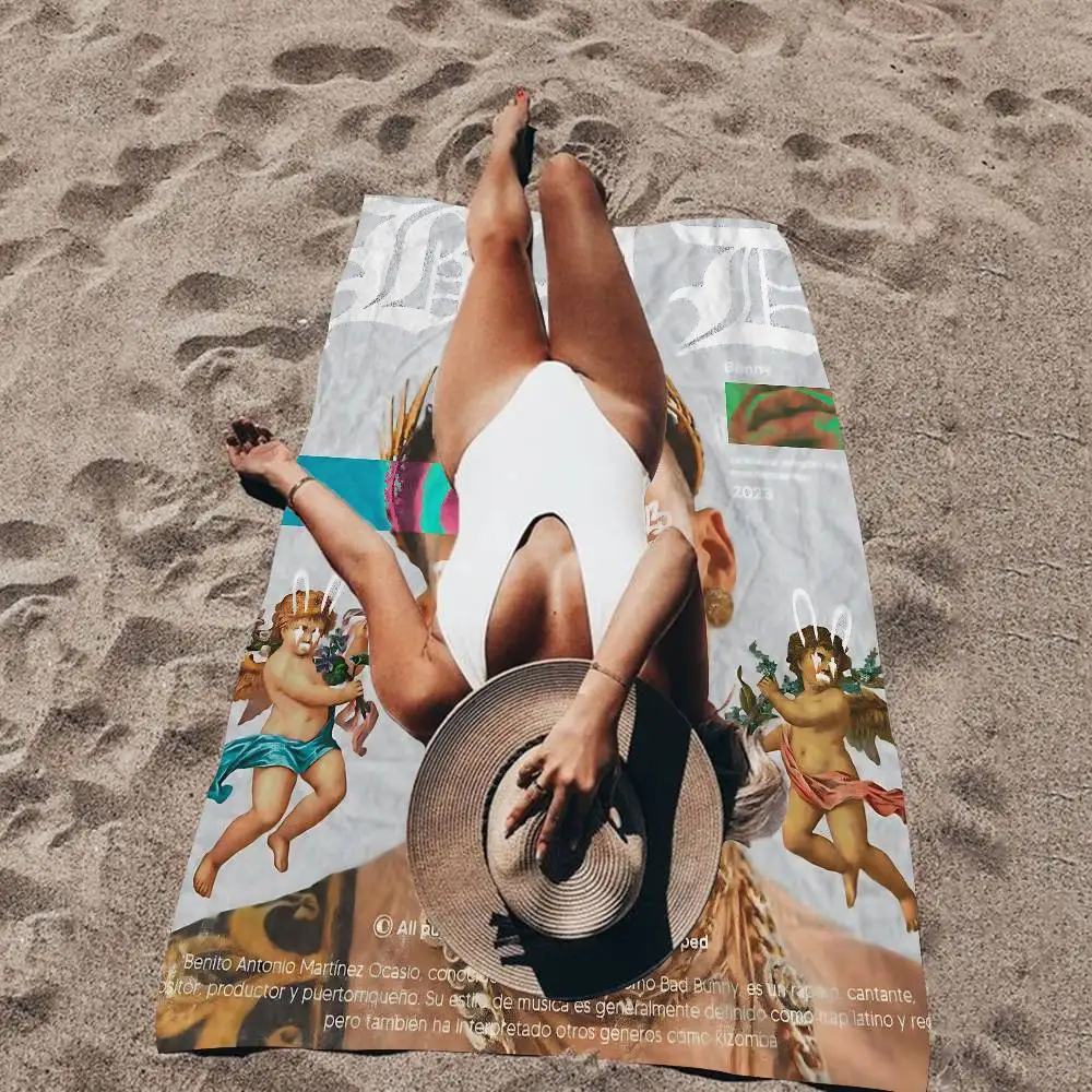 Rapper Singer B-bad Bunny Microfiber Beach Towel Absorbent Quick Dry Soft Yoga Swimming Resort Mountain Climbing Towel