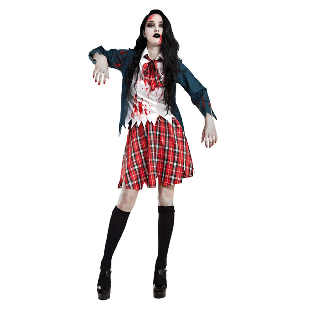 

Zombie Cosplay Halloween Costume for Women Outfit Bloody School Uniform Fantasia Dress Halloween Carnival Party Suit 2023