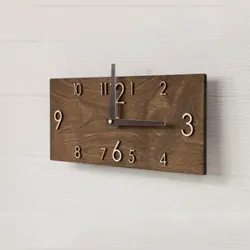 Retro Rectangular Wooden Wall Clock Stereo Digital Home Living Room Office Decoration Wall Hanging Watch Quartz Clock