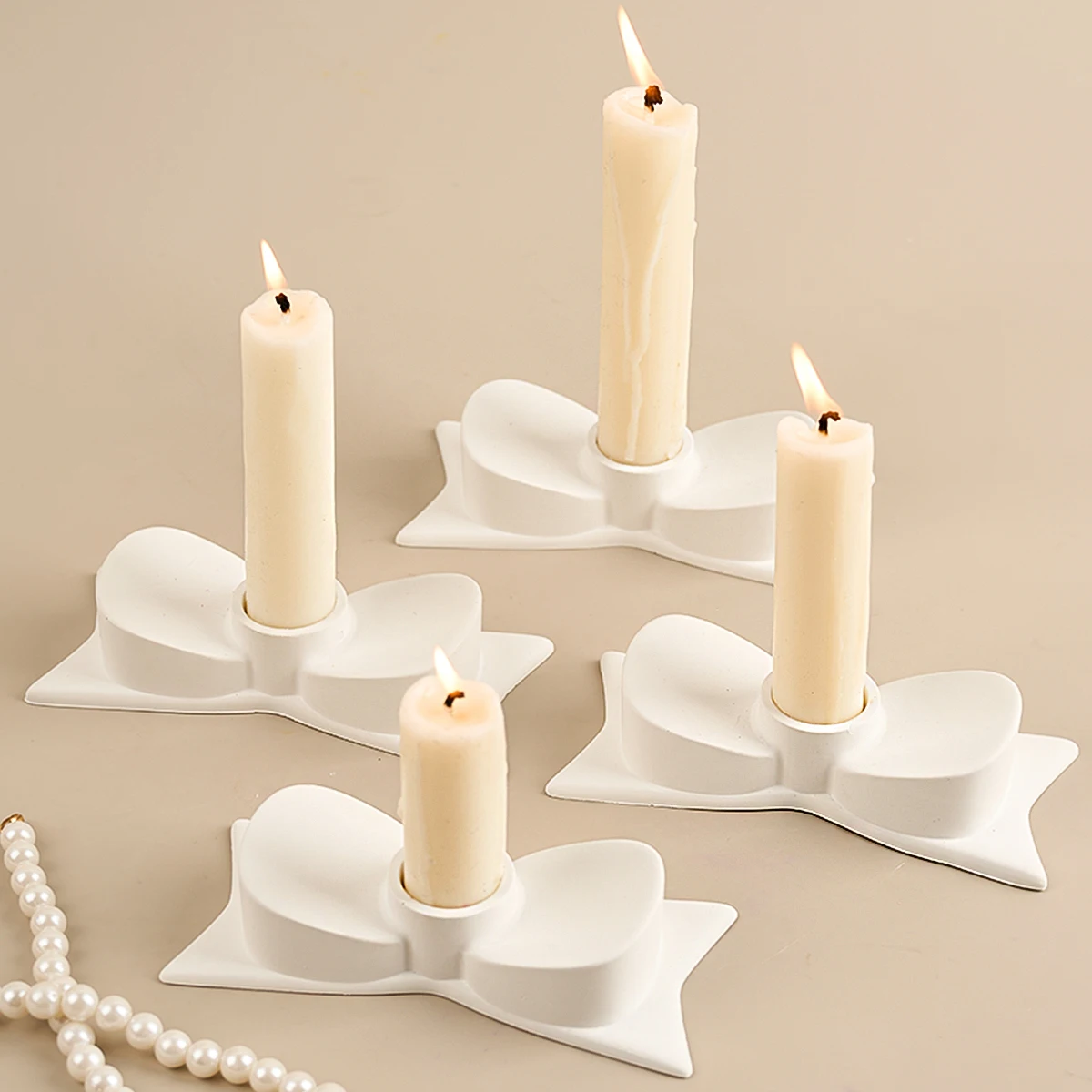 Bowtie Candlestick Silicone Mold DIY Handmade Bow Candle Holder Plaster Concrete Resin Craft Casting Molds Home Decor Supplies