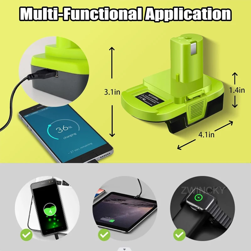 Imagem -06 - Conversor de Adaptador de Bateria com Usb Li-ion Bateria Converter para Roybi Tools Mt20rnl Makita Dewalt Milwaukee 18v Dm18rl