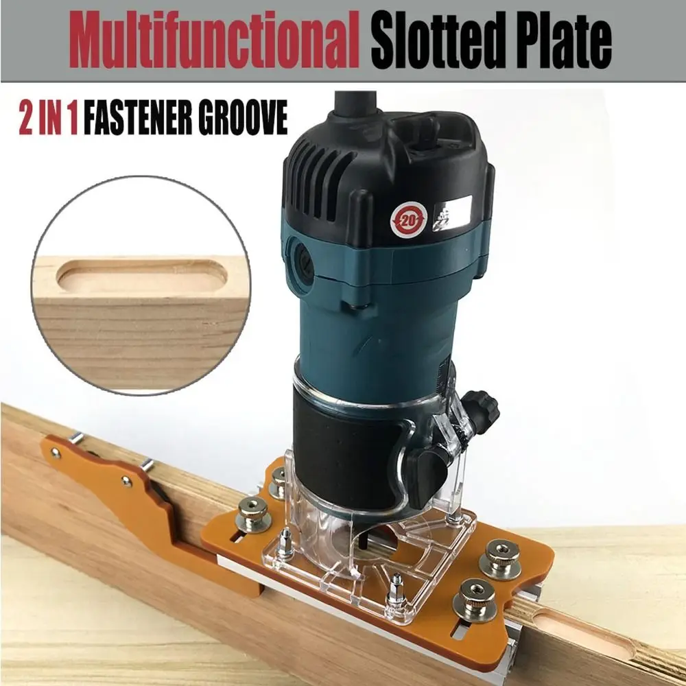 Woodworking Router Slotting Locator Adjustable Invisible Fasteners 2 in 1 Router Base Efficient Aluminum Alloy Slotting Bracket