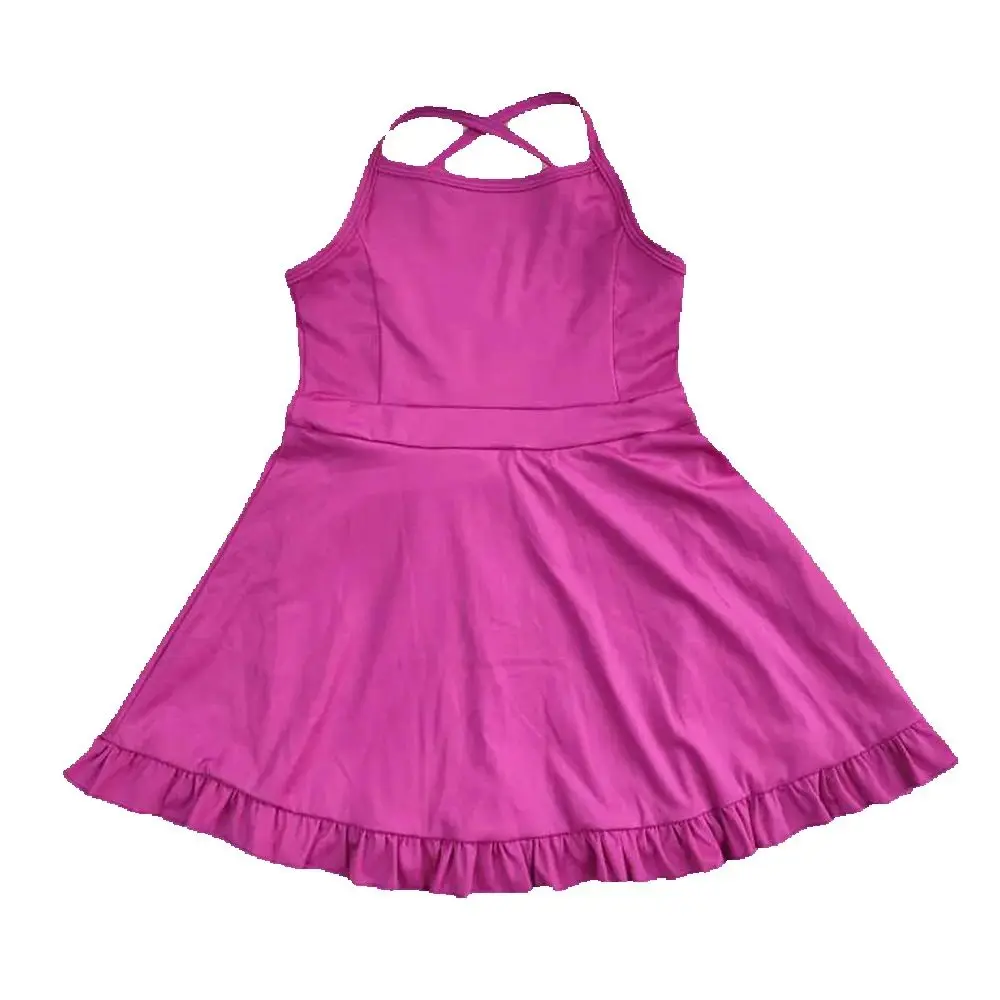 

Baby Girls Summer SwimBaby Girls Wine Knit Knee-Length Active Wear Athletic Dresses Soft Stretchy Fabric Toddler Kids Outfit Set