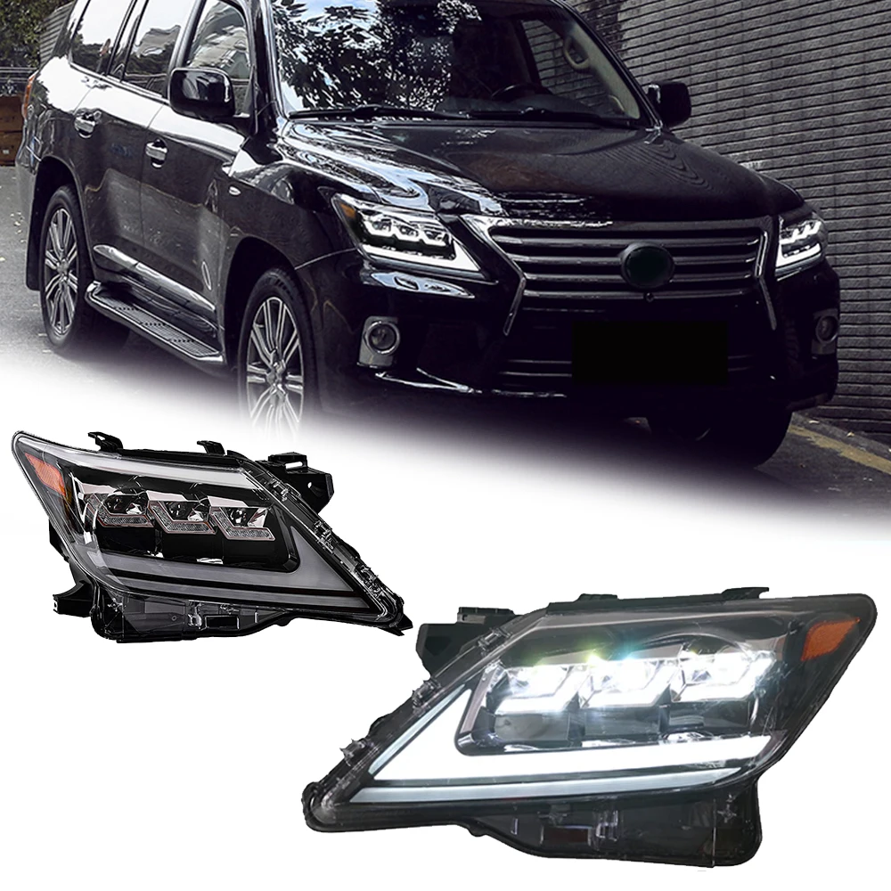 

Горячие светодиодные фары для LEXUS LX LX570 07-15, новый стиль, полностью светодиодные DRL, автомобильные фары в сборе, аксессуары для сигнала, модифицированная лампа