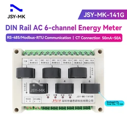 JSY-MK-141G 6-channel 50A 300V 50Hz Modbus-RTU RS485 DIN Rail AC Energy Meter