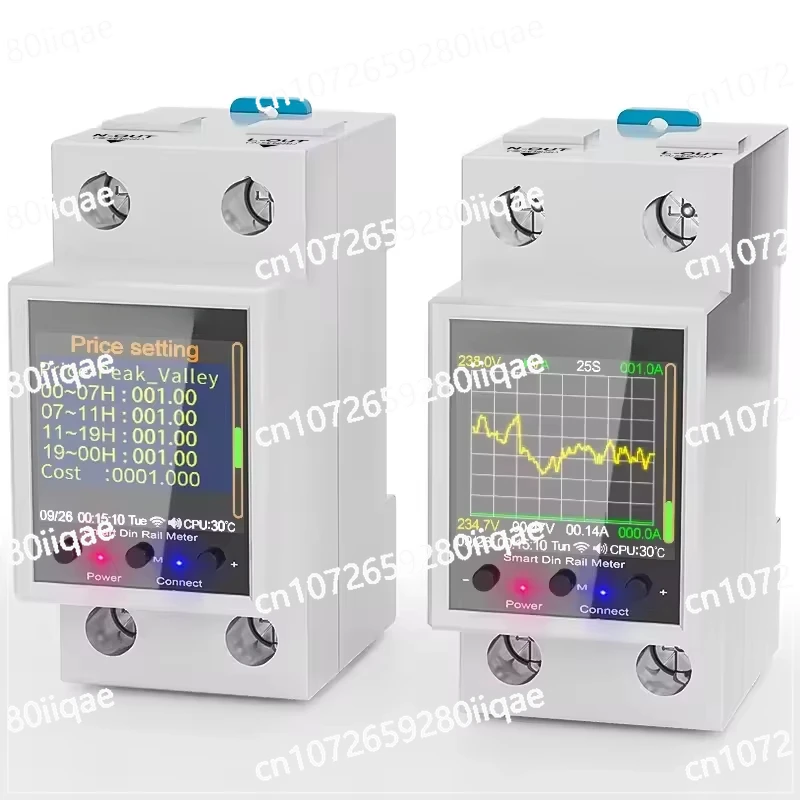 GR2PWS 100A Tuya WiFi Din Rail Energy Meter AC50-320V Smart Meter Digital Monitoring Voltmeter Ammeter