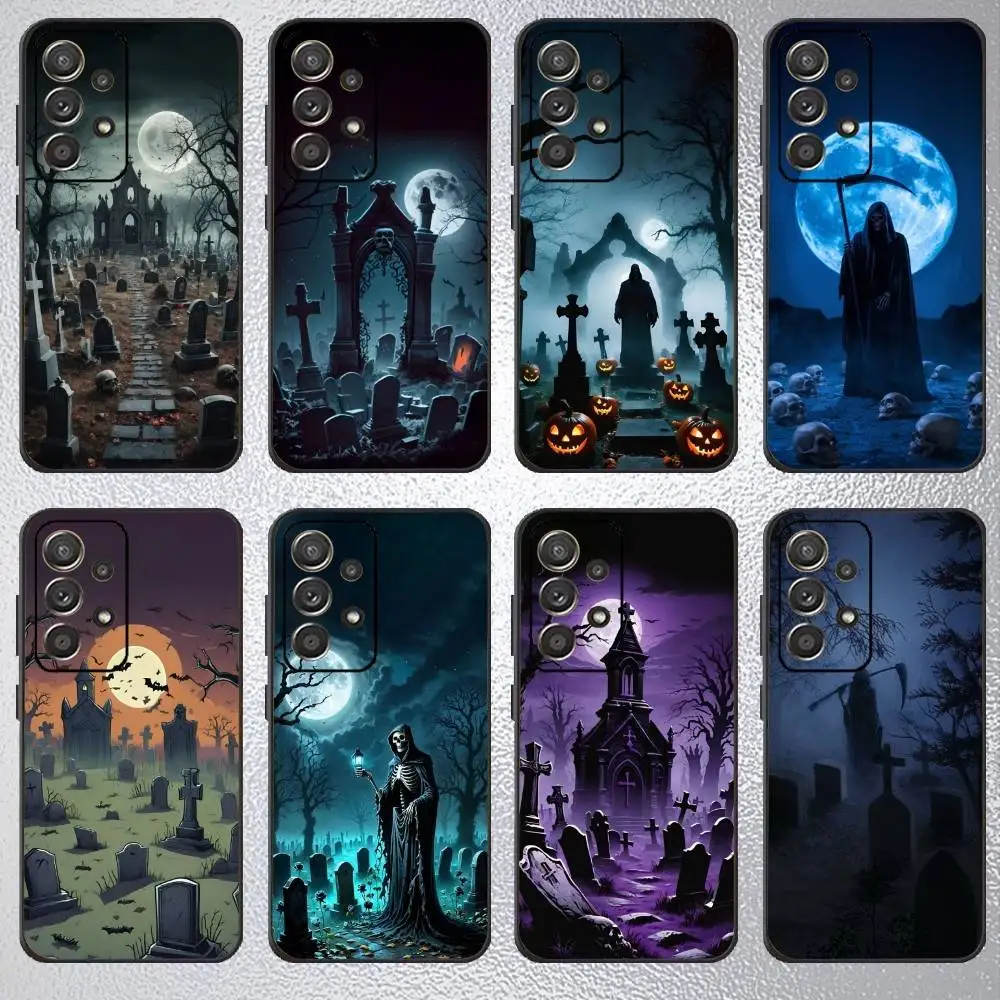 

H-Halloween Thriller gravestone Phone Case For Samsung S25,S24,S23,S22,S21,S20,Plus,Fe,Lite,Others Black Cover