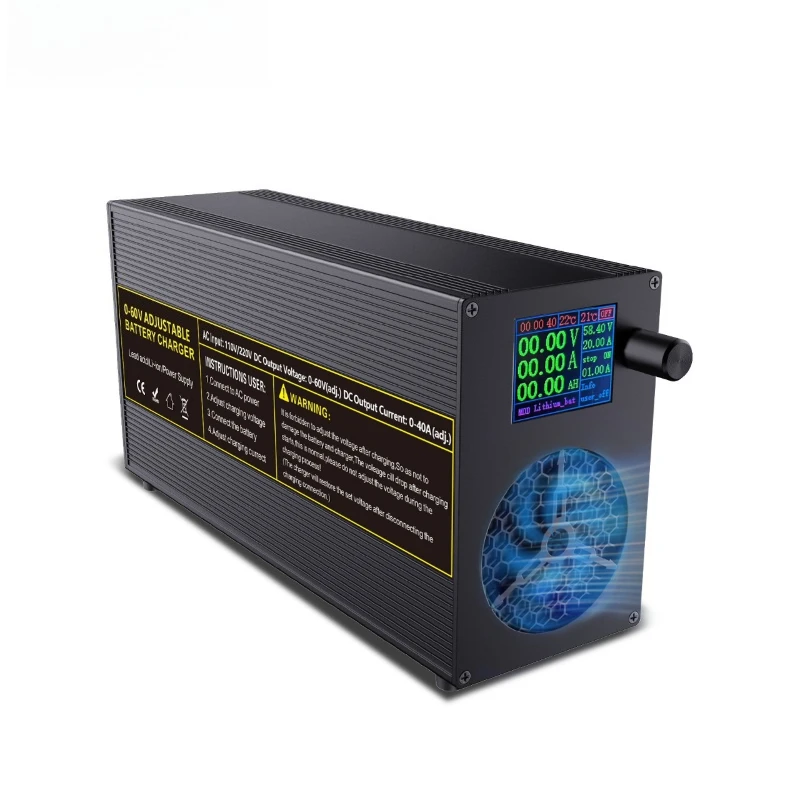 0-100V 0-20A Adjustable LiFePO4 Battery Charger 0-60V 0-40A Smart Lithium Battery Charger with LCD Digital Display for E-bike
