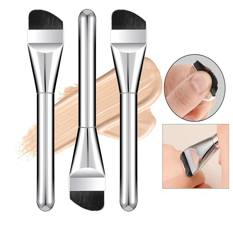 3pcs Ultra Thin Foundation Brushes Set Flat Angled Traceless Concealer Brush One Line Foundation Brush Contour Blending Brushes