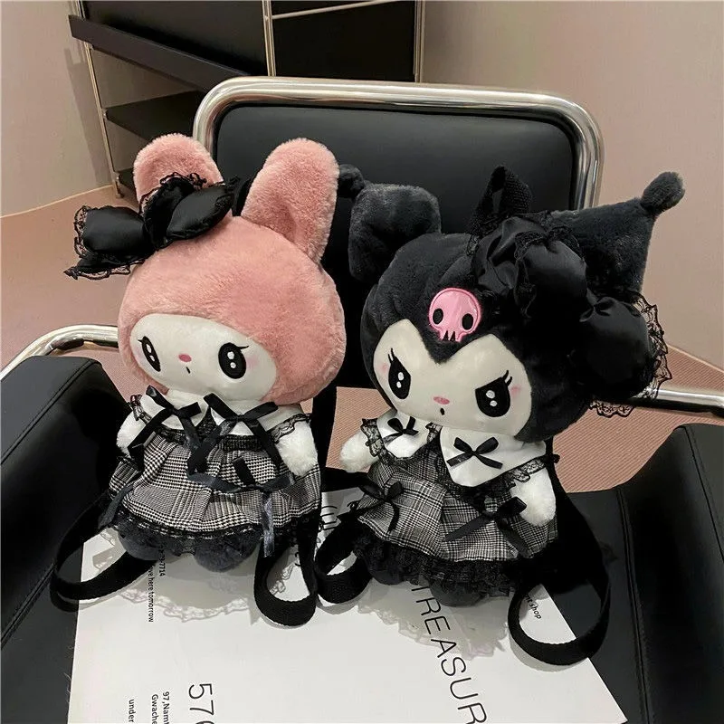 MBTI Kuromi Sweet Backpacks for Women Kawaii Melody 2024 New Fashion Harajuku Backpack Lolita Jk Plush Daily Female Designer Bag