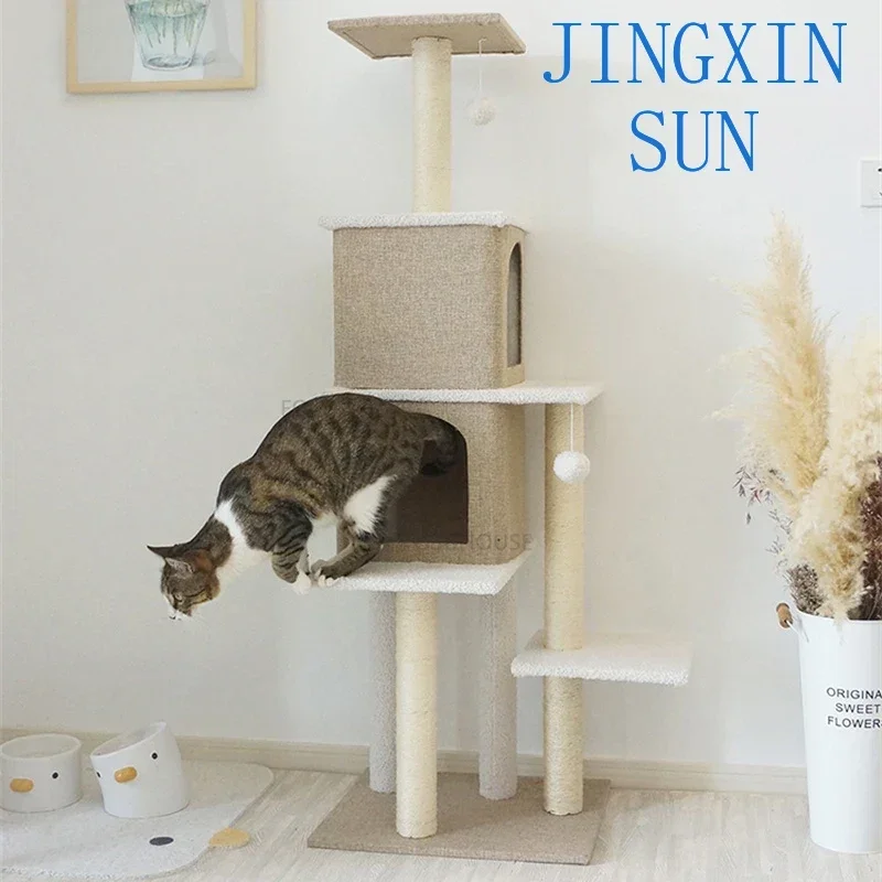 Japanese Style Sisal Cat Climbing Frame for Pet Furniture Cat Paw Column Household Light Luxury Personality Cat Jumping Platform