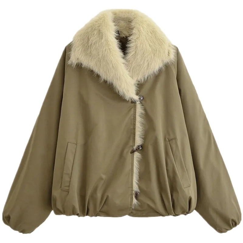 خريف شتاء جديد المرأة القطن Jaet طويل Sve الفراء طوق زر تصميم تنوعا Faionable السيدات ملابس خارجية معطف #5