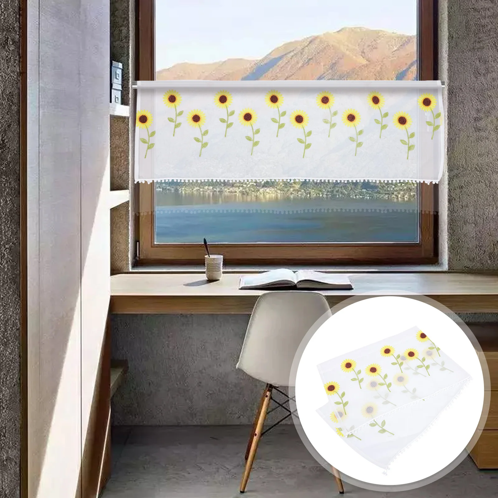 

1Pcs Home Decorative Short Curtain High-Quality Fabric No Safe Healthy Exquisite Lace Patterns Window Drapes