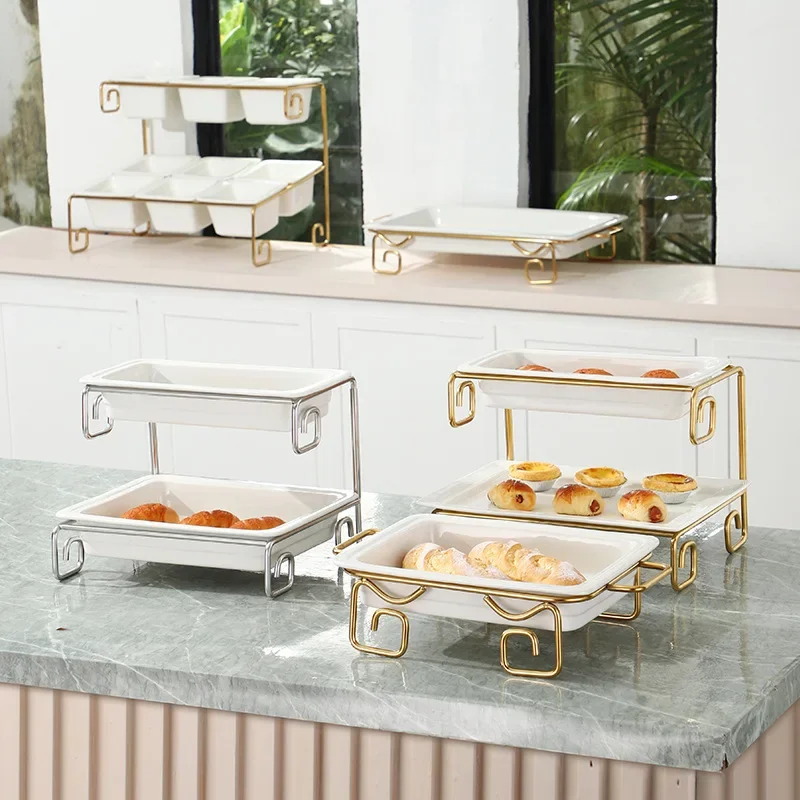 Chinese and Western food ceramic plate dessert snack inventory heart rack afternoon tea buffet multi-purpose cake fruit