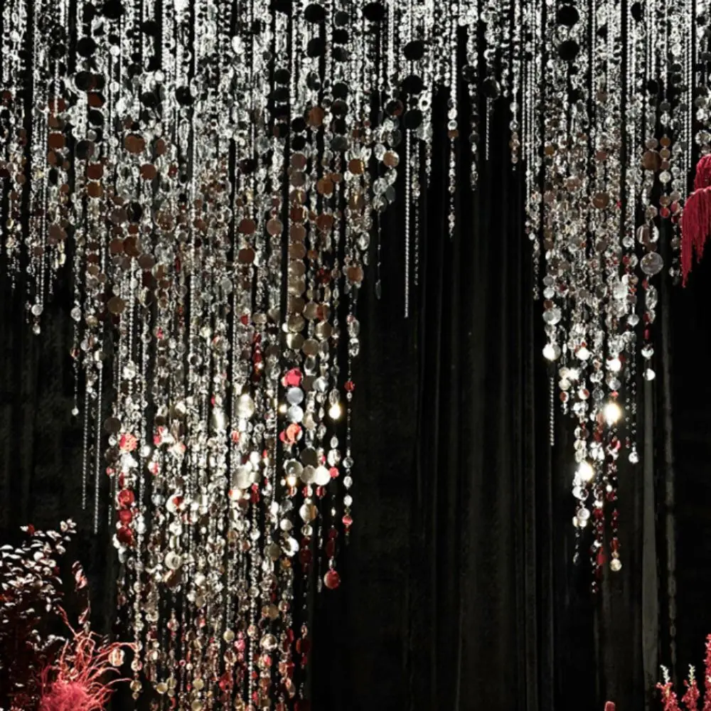 10PCS 1 Meter Sequins Hanging Foil Curtains PVC Flash Curtains Sequin Bead Strings Glitter Bead Round Round Sequin Rain Curtain
