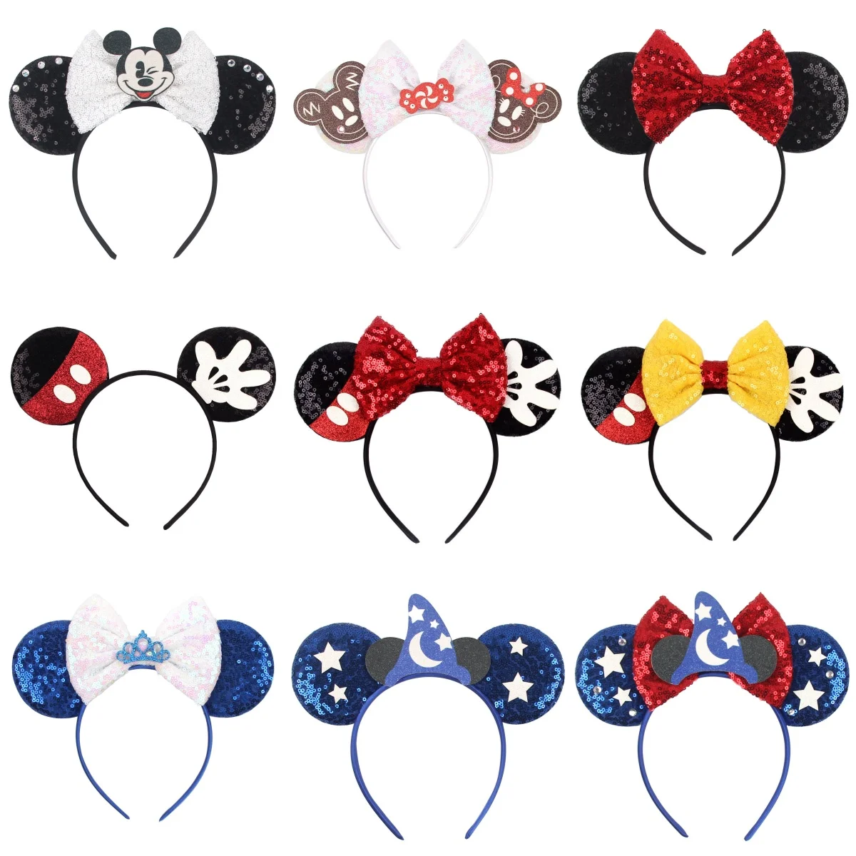 Diadema con lazo de Mickey Mouse, accesorio para el cabello, ideal para parques de atracciones y festividades.