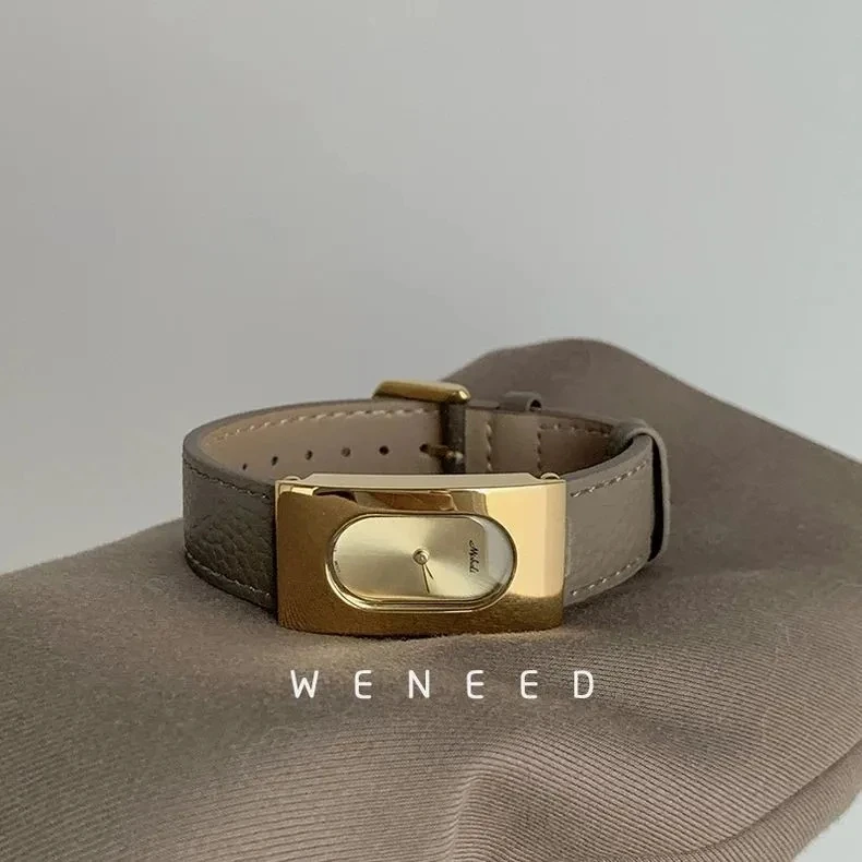 Nuevo reloj de lujo de moda Personal para mujer, cinturón de cuero genuino, reloj informal de moda Simple para mujer
