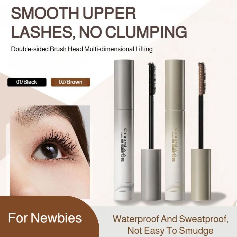 ماسكارا مضادة للماء فرشاة مزدوجة حجم الضفيرة الجذور خالية من الألياف عباد الشمس إطالة ماسكارا مقاومة للعرق