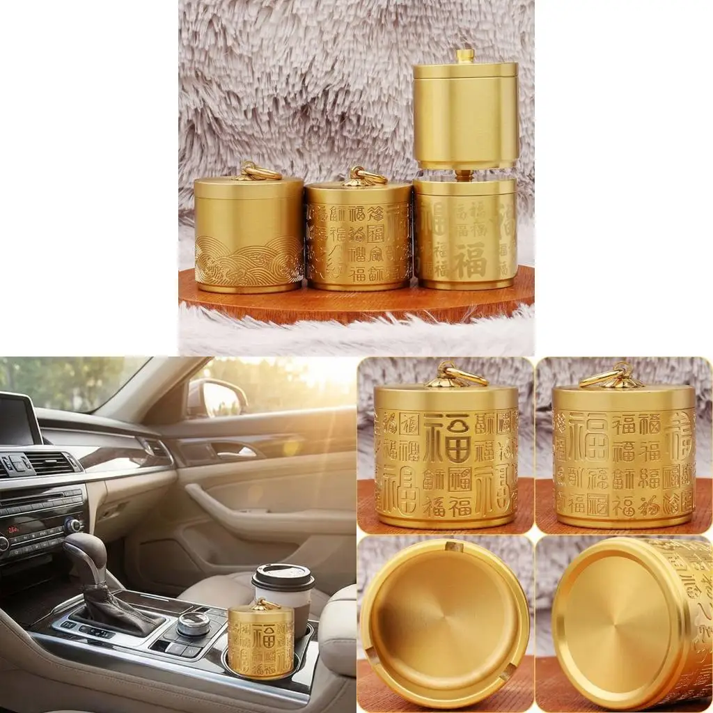 Copper Car Ashtray with Antislip Base and Removable Structure Suitable for Effortlessly Cleaning and Stable Driving