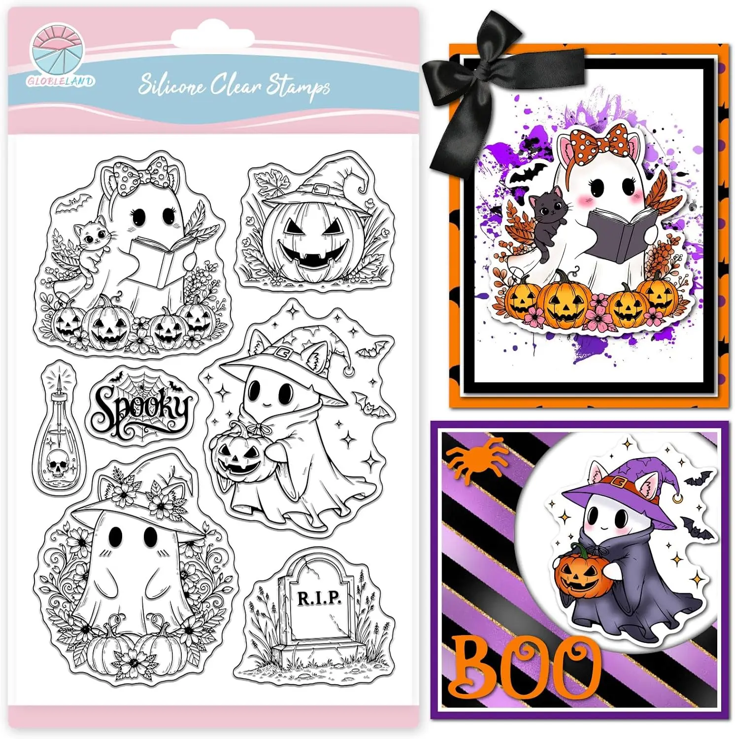 1PC Halloween Ghost Cats Clear Stempels voor Kaarten Maken Specters Transparante Stempel Pompoenen Stempels Seal