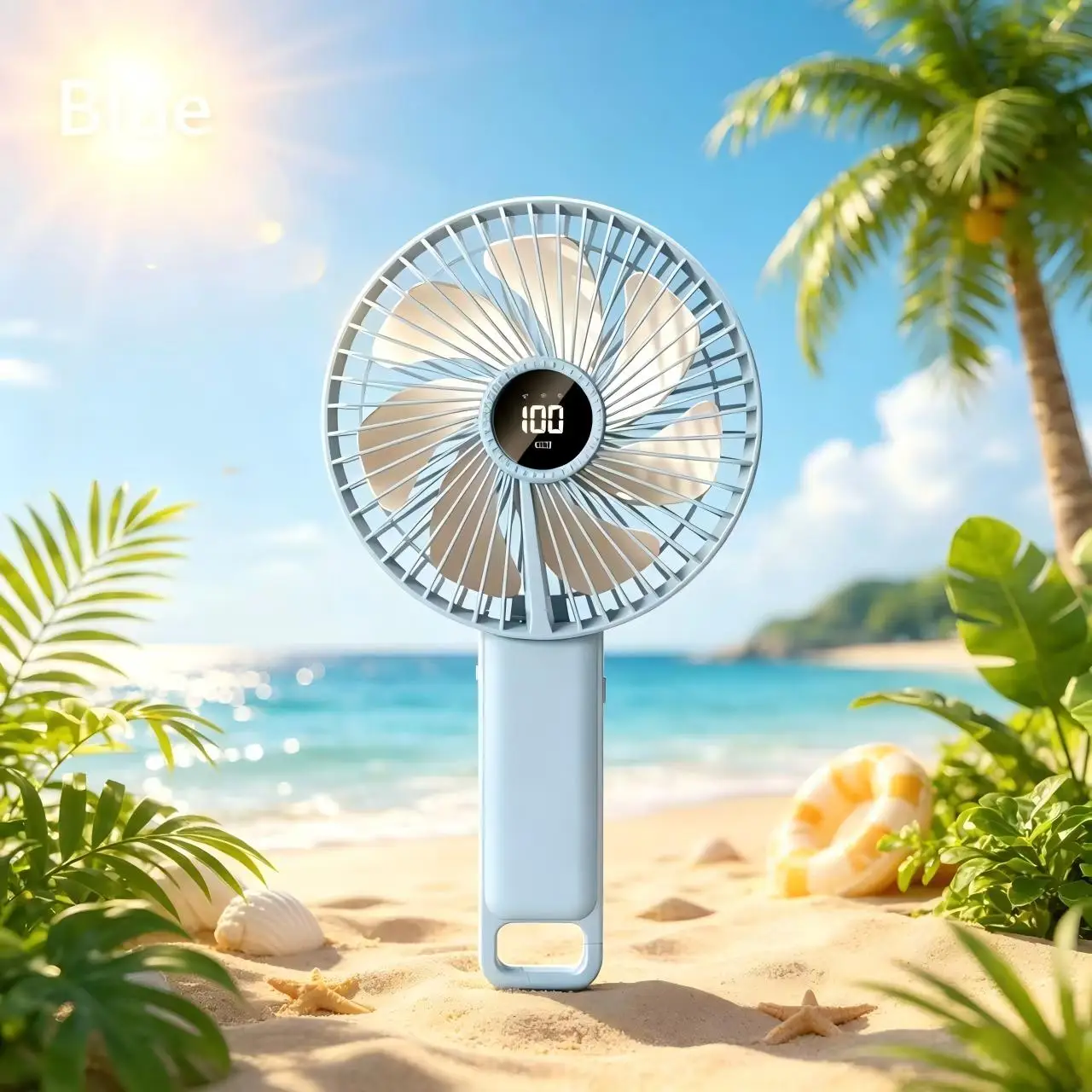 6 Inch Foldable Rechargeable Handheld Fan with LED Digital Battery Display 5 Adjustable Wind Speeds And Large Blades for Powerfu