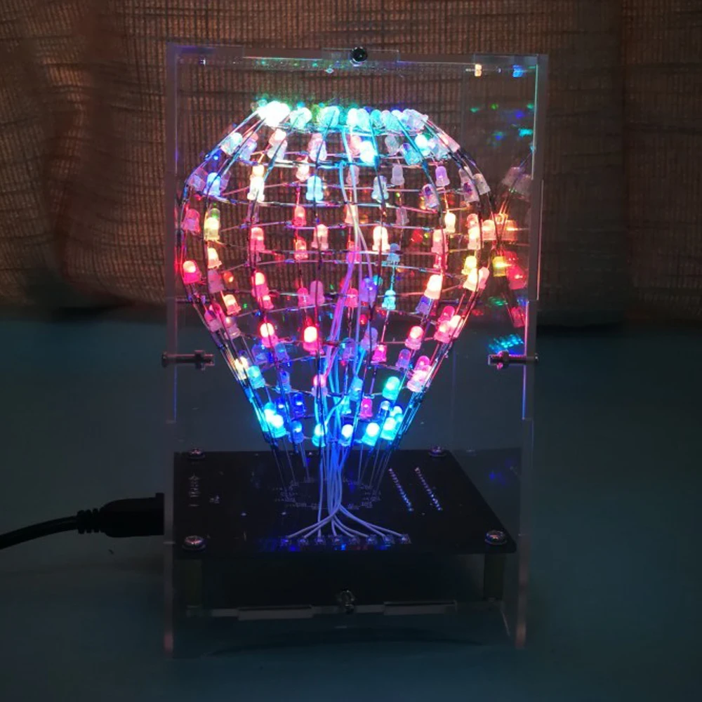 DIY Round Fruit Cube Electronic Kit Colorful LED Spectrum SCM Creative Welding Practice DIY Kit Electronic 5V