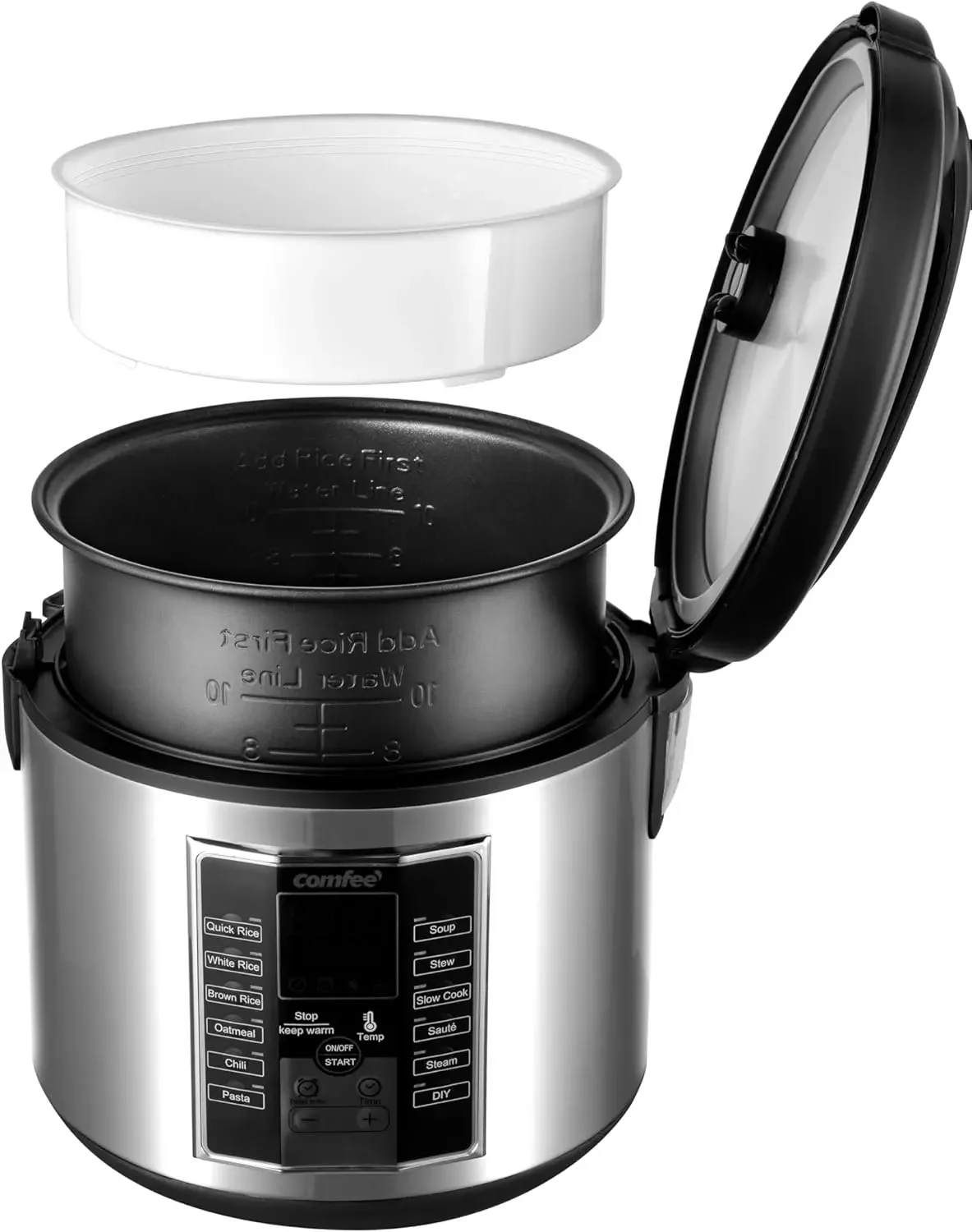 NEW Rice Cooker 10 cup uncooked, Food Steamer, Stewpot, Saute All in One (12 Digital Cooking Programs) Multi Cooker Large