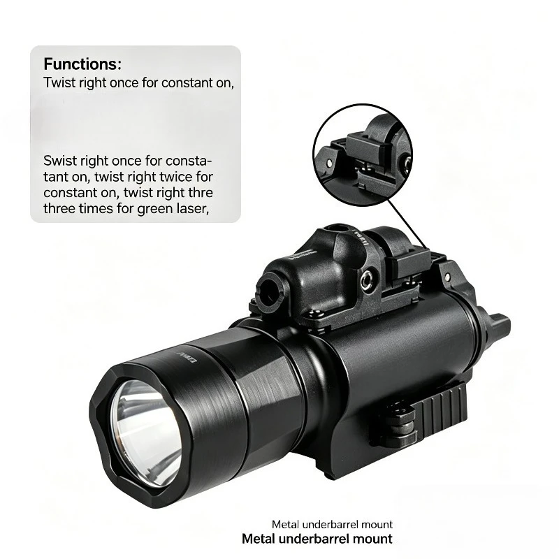 X400U Alloy Tactical Flashlight Rail Holder Red Green Laser Module Zero Adjustable Accessory for G17 Hobby Replica Models - view 5