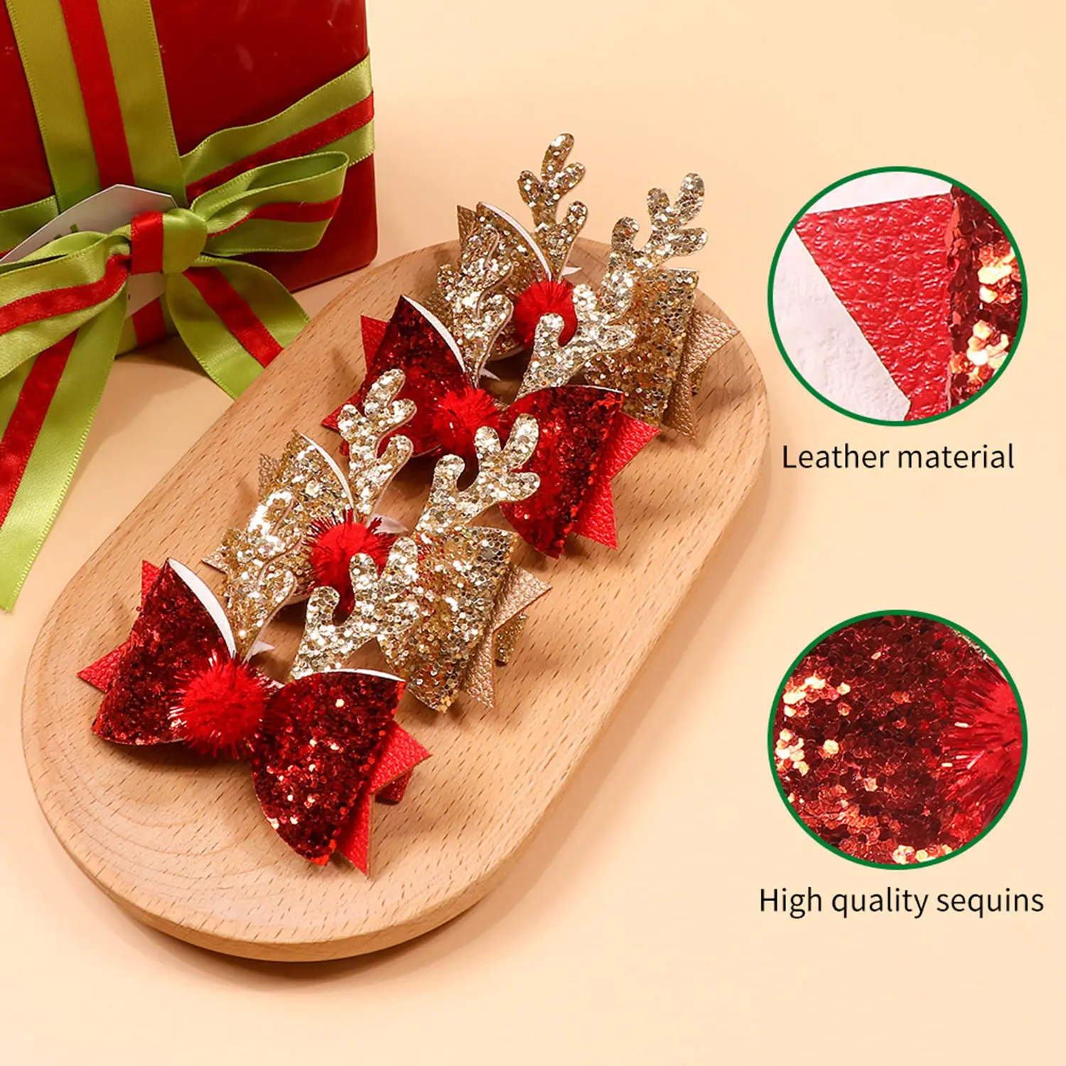 Acessórios para o cabelo da menina crianças bonito chifres arco grampos de cabelo do bebê crianças glitter arco bola de pele grampos de cabelo ornamentos de natal