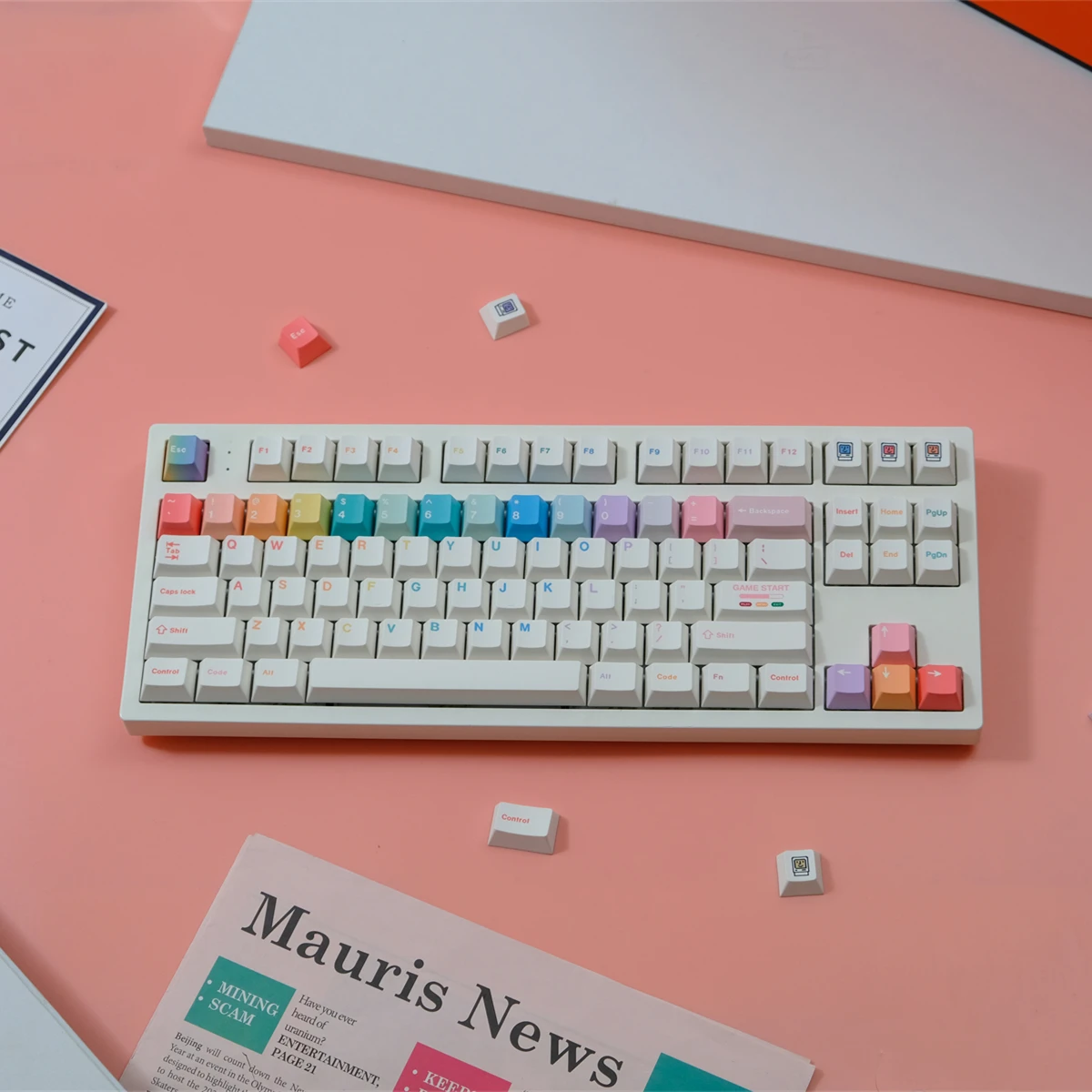 

151 Keys GMK Macaron Keycaps Set PBT Key Cap Cherry Profile GMK Macarons Game KeyCap for Mechanical Keyboard