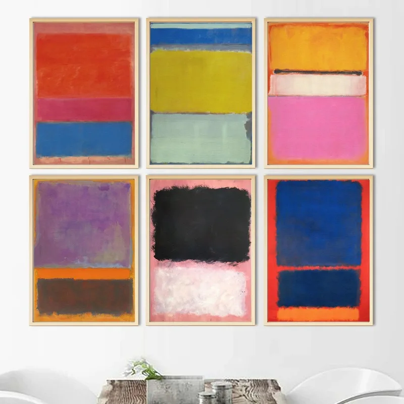 Mark Rothko Minimal Abstract Multicolor Exhibition Poster and Prints Canvas Printing Wall Art Picture for Living Room Home Decor