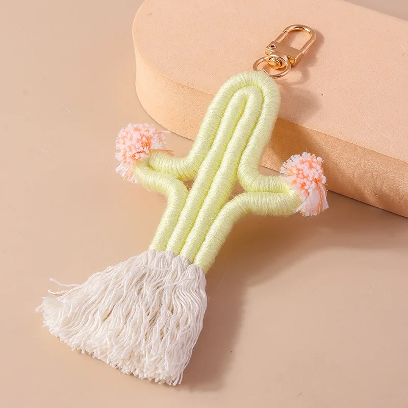 10pcs Wool Keychains Lovely Cactus Desert Plant Key Rings For Women Girls Friendship Gift Handmade Handbag Decoration Jewelry