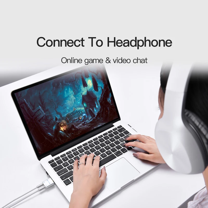 Vention 3.5mm Earphone Audio Splitter Connecter Adapter with mic 1 Male to 2 Female Audio Adapter For Headphone PC Mobile Phone