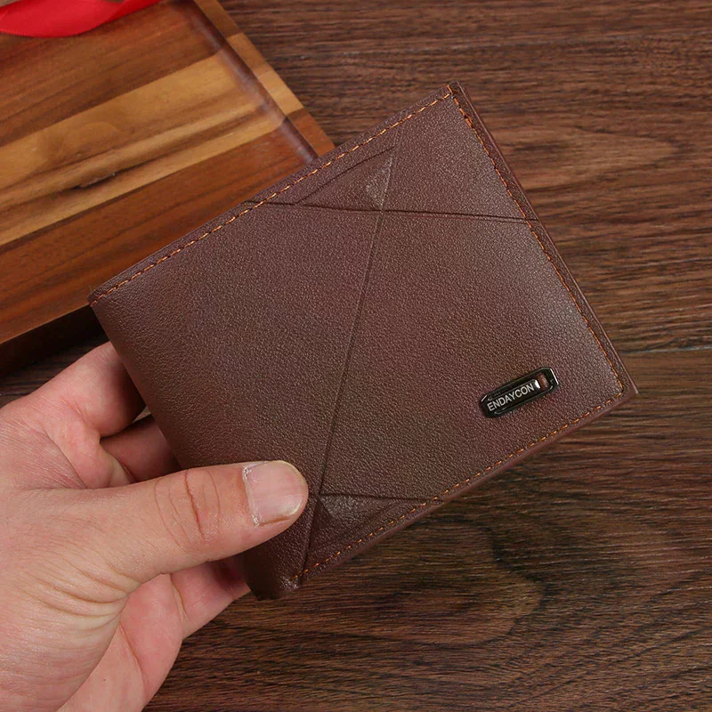 جديد الرجال المحفظة قصيرة متعددة بطاقة محفظة نسائية للعملات المعدنية موضة محفظة غير رسمية الذكور الشباب رقيقة ثلاثة أضعاف الأفقي لينة محفظة الرجال بولي PU 1 قطعة #1