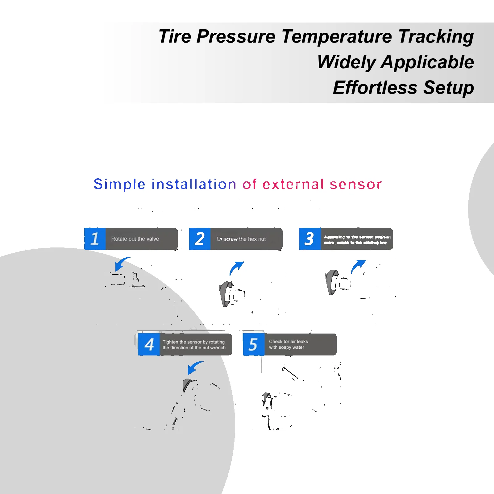 

Монитор давления в шинах, ЖК-дисплей, детектор шин, водонепроницаемая сигнализация давления и температуры в шинах с внешним датчиком для