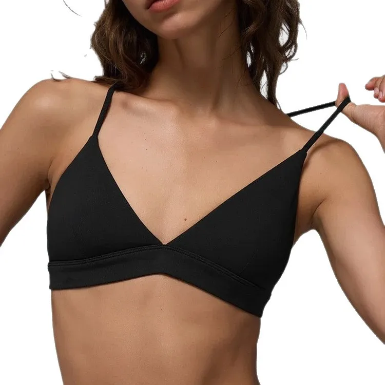 High-elasticity yoga wear sports bra women's anti-shock vest halter top bare-feel running fitness top backless sports bra