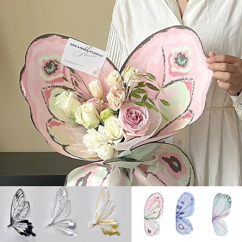Korean Ins Butterfly Flower Wrapping Paper Creative Flower Bouquet Packing Supplies DIY Birthday Gift Wrapping Material