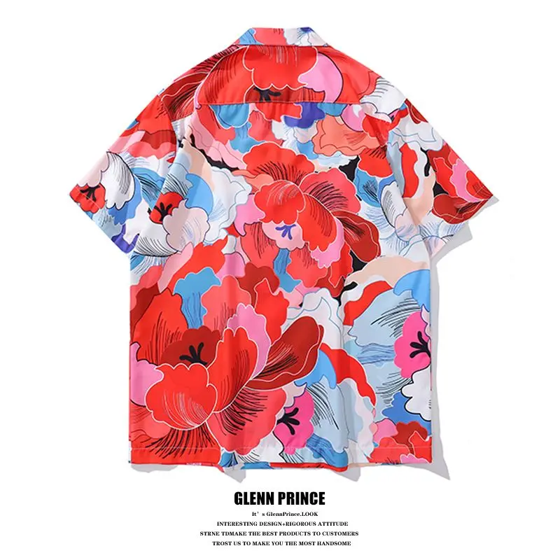 BEIANJI men clothing 2025 new Thai Hawaiian flower full print short-sleeved flower shirt men's summer casual Cuban collar shirt