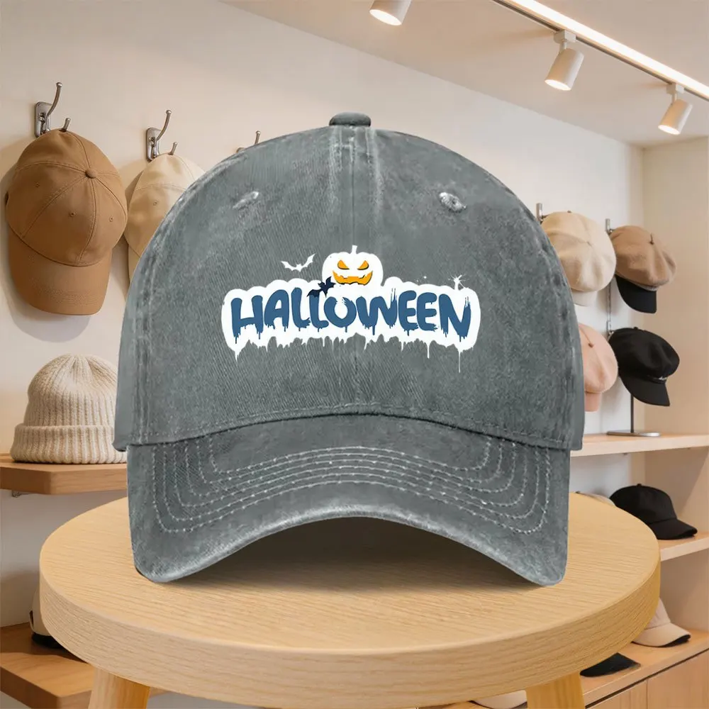 Casquette de baseball pour homme, motif citrouille et chauve-souris d'Halloween, chapeau décontracté à la mode, réglable, pour le printemps et l'automne, voyage, tourisme, vacances à la mer