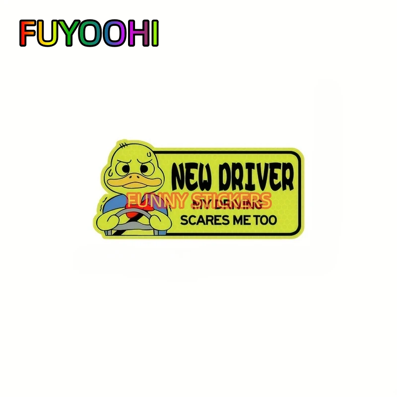 FUYOOHI New Driver Car Sticker, Keep Distance Bumper Sticker, Cover Car Scratches, Funny Duck Sticker