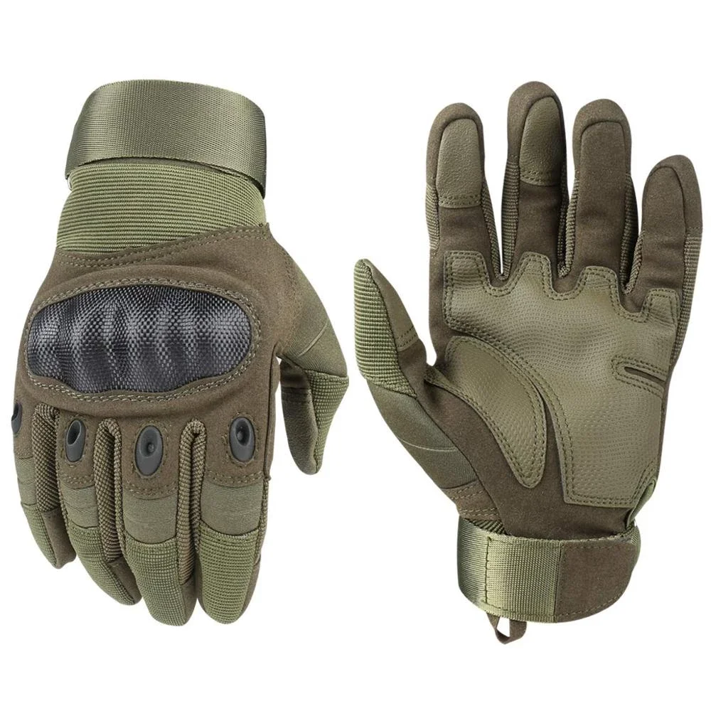 

Double Safe RTS Custom Green Men's Outdoor Hunting Full Finger Hard Knuckle Security Hand Half Finger Tactical Gloves Mittens